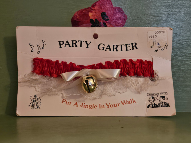 Vintage novelty party garter pinup bell
