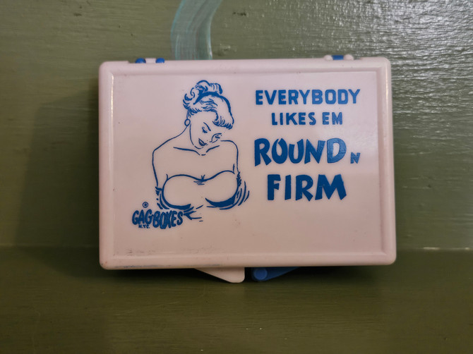Humor Gag Gift Joke Cartoon Novelty Round Firm Boobs Cigarette Mid Century Modern Retro Vintage