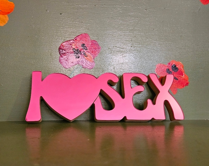 Vintage I love sex heart pink sign plaque