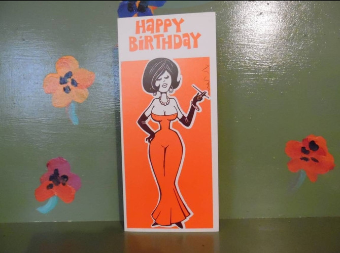 Adult Naughty Humor Greeting Card Gag Gift Joke Sex Cartoon Novelty Birthday Pinup Sexy Cunt Mid Century Modern Retro Vintage
