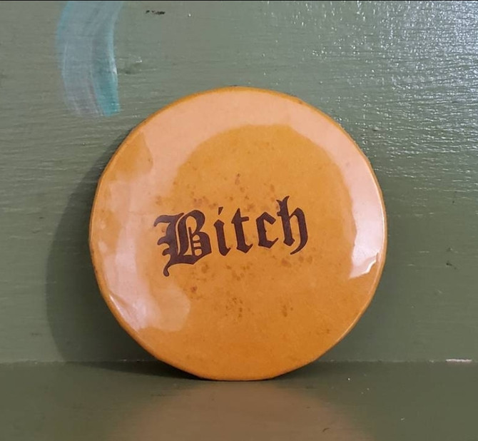 Vintage Funny rude Pinback button bitch