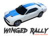 Dodge Challenger WINGED RALLY 15 Vinyl Graphics 10 inch Racing Stripes Decals with Split Hood Kit 2015 2016 2017 2018 2019 2020 2021 2022 2023