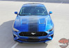 Ford Mustang Racing Stripes HYPER RALLY Center Hood Roof Trunk Racing Rally Stripes Vinyl Graphics Decals Kit 2018 2019 2020 2021