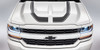 Hood View of white 1500 Chevy Silverado Special Ops Stripes 2016-2018