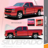FLOW :  2016-2018 Chevy Silverado Special Edition Rally Style Hood Side Upper Body Hockey Accent Vinyl Graphic Decal Stripe Kit