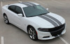 Front view of white 2018 Dodge Charger Rally Stripes N CHARGE 15 2015-2023