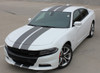 Front view of white 2018 Dodge Charger Rally Stripes N CHARGE 15 2015-2023