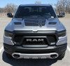 Front of silver 2019 Ram Rebel Hood Stripes REB HOOD 2019-2024