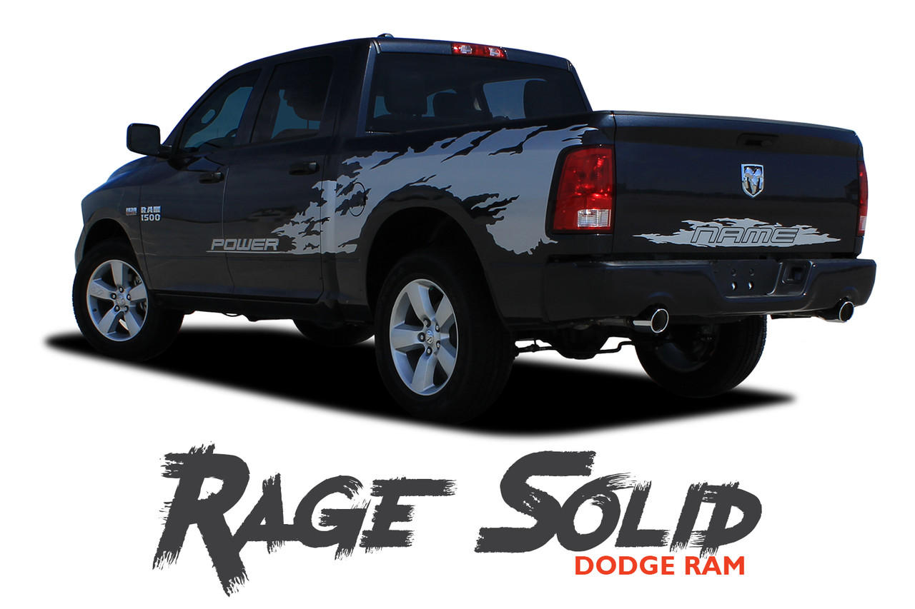 American Flag Vinyl Decal Graphics For Dodge RAM Rebel Truck Bed Sides – Matte Black