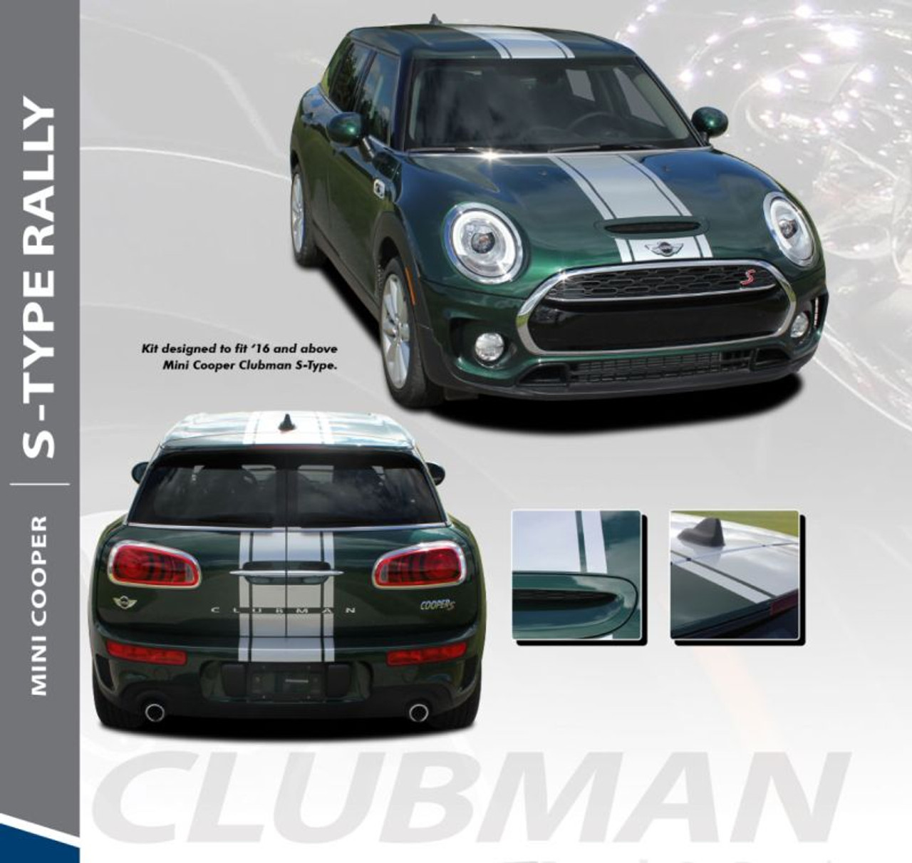 Mini Cooper Hood Stripes Vinyl Graphics Decals S Type Rally 2016 2018