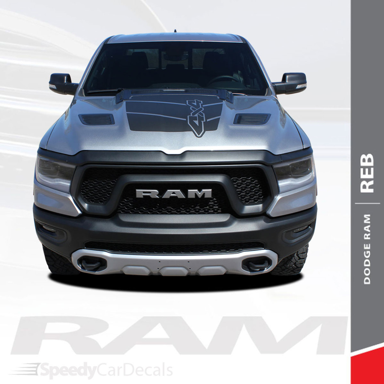 1500 Hood Badges - Fits 2019-2023 Ram 1500® Rebel - White on Matte Bla