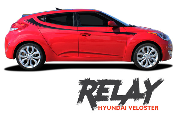 Hyundai Veloster RELAY Vinyl Graphic Stripes Decal Kit for 2011 2012 2013 2014 2015 2016 2017 2018