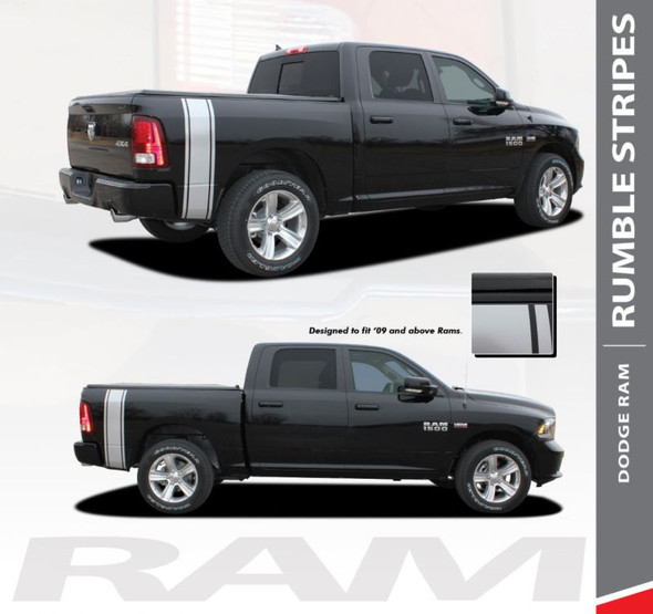 Dodge Ram RUMBLE Rear Bed Body Stripes Vinyl Graphics Decals Kit 2009-2018 Models