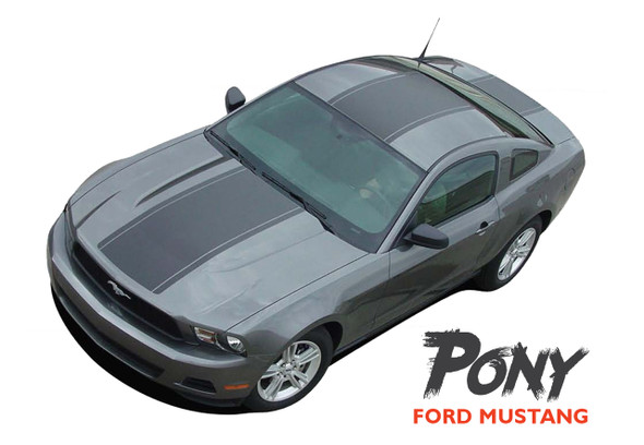 Ford Mustang PONY CENTER Wide Center Hood Roof Racing Stripe Rally Decal Vinyl Graphics Kit 2010 2011 2012 Models