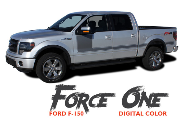 Ford F-150 FORCE ONE DIGITAL Appearance Package Hockey Side Door Vinyl Graphic Decal Kit for 2009-2014 or 2015 2016 2017 2018 2019