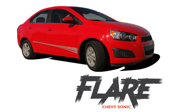 Chevy Sonic FLARE Hood Graphic Lower Rocker Panel Striping Vinyl Graphics and Decals 2012 2013 2014 2015 2016