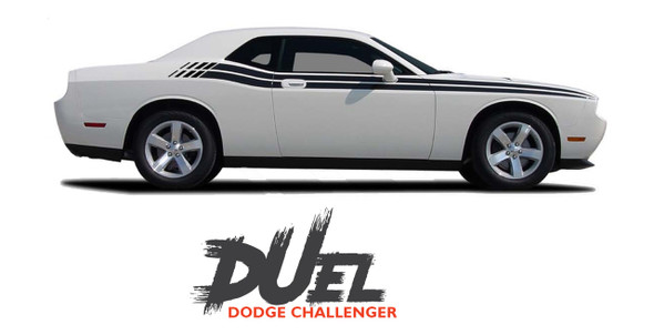 Dodge Challenger DUEL Upper Door Split Strobe Vinyl Graphic Decal Stripe Kit 2008 2009 2010 2011 2012 2013 2014 2015 2016 2017 2018 2019 2020