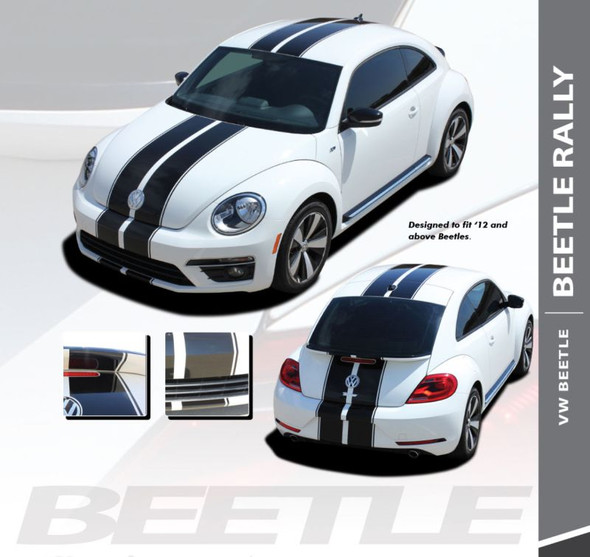 Volkswagen Beetle Complete Bumper to Bumper Rally Racing Stripes BEETLE RALLY Vinyl Graphic Decal Kit 2012-2019