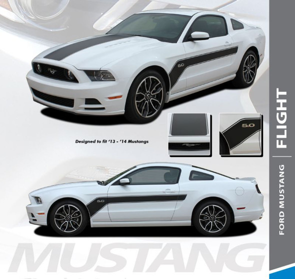 Ford Mustang FLIGHT Center Hood Side Door Hockey Stick Body Style Vinyl Graphics Stripe Decal Kit 2013 2014