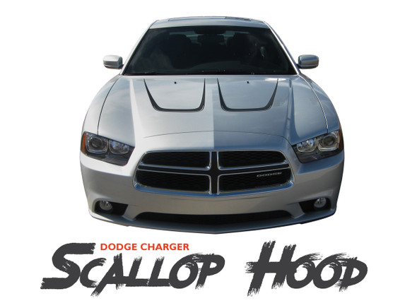 Dodge Charger SCALLOP HOOD Vinyl Graphics Accent Decal Stripe Kit for 2011 2012 2013 2014 Models