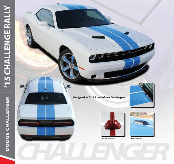 Dodge Challenger RALLY 15 Bumper to Bumper 10 inch Vinyl Graphics Racing Stripes Decals Kit 2015 2016 2017 2018 2019 2020 2021 2022 2023