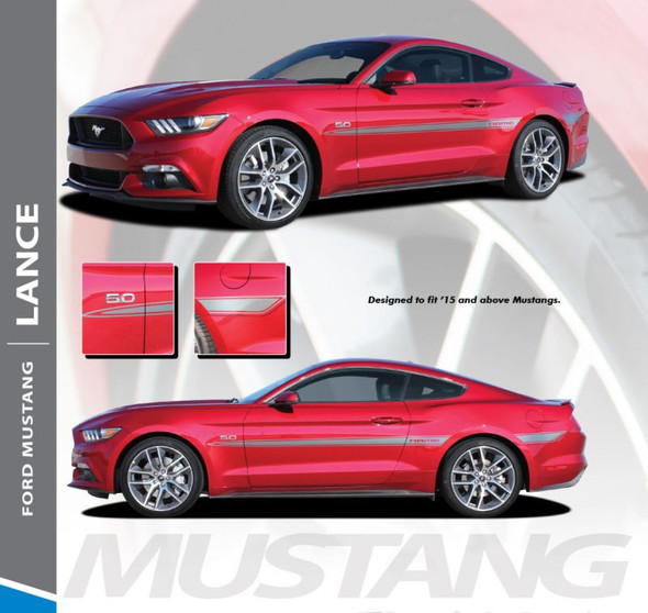 Ford Mustang LANCE Mid-Door Body Accent Stripes Vinyl Graphic Decals 2015 2016 2017