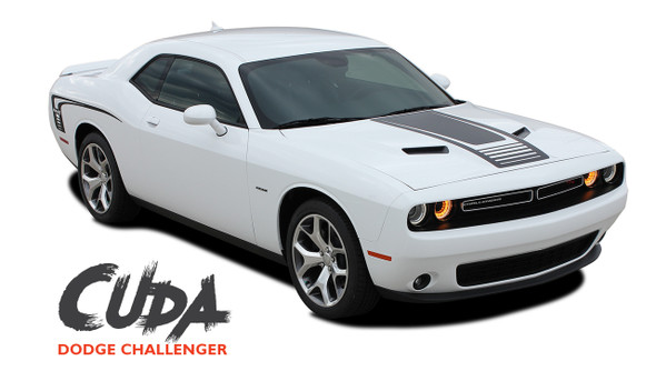 Dodge Challenger Factory OEM Style CUDA STROBE COMBO Strobe Hood and Side Vinyl Graphic Decal Stripes Kit 2008-2023