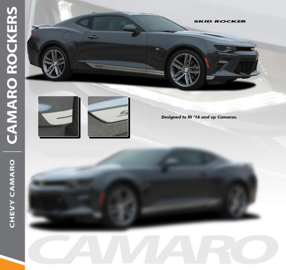 Chevy Camaro SKID ROCKERS Lower Rocker Panel Door Stripes Vinyl Graphics and Decals Kit for 2016 2017 2018 All Models