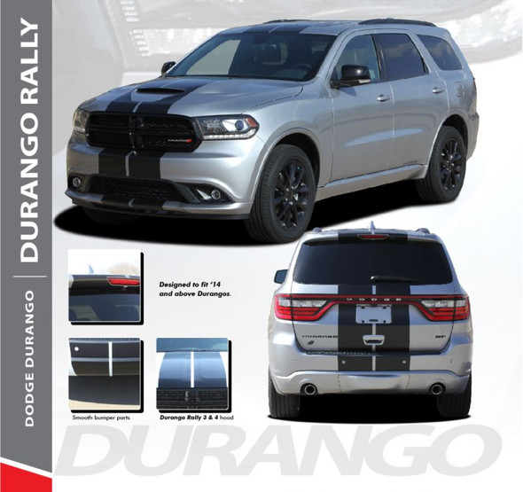 Dodge Durango RALLY Dual Racing Stripes Decals Vinyl Graphics Kit 2014-2024 Models