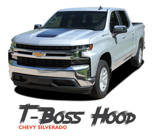 Chevy Silverado Hood Decals Trail Hood T-BOSS HOOD Stripe Vinyl Graphic Kit fits 2019 2020 2021 2022 2023 2024