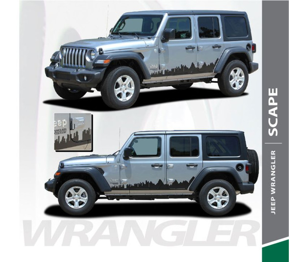 Jeep Wrangler SCAPE Side Door Decals Body Stripes Vinyl Graphics Kit for 2018-2024 Models