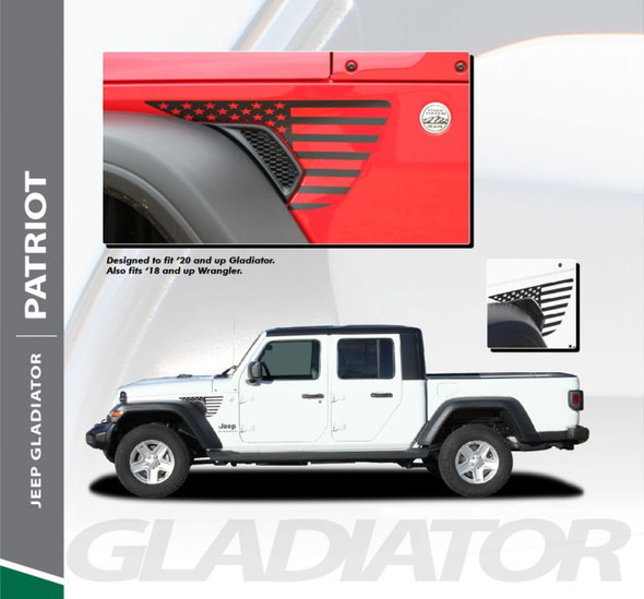 Jeep Gladiator PATRIOT Star Vinyl Graphics Decal Stripe Kit for 2020 2021 2022 2023 2024 Models