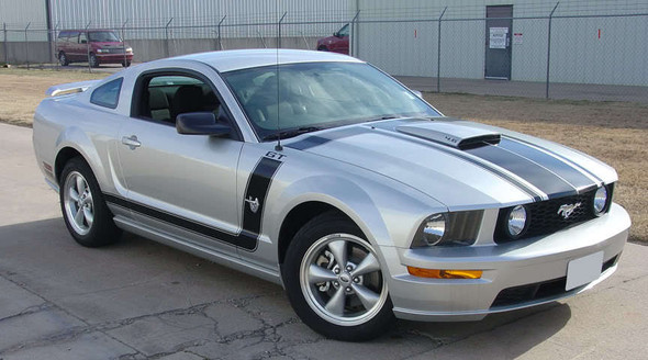 FASTBACK 2 : 2005-2009 Ford Mustang BOSS Style Hood Side Door Vinyl Graphics Racing Stripe Kit