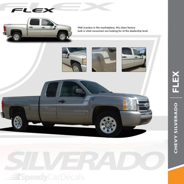 FLEX : 2007-2018 Chevy Silverado Side Door to Fender Vinyl Graphics Decal Stripe Kit