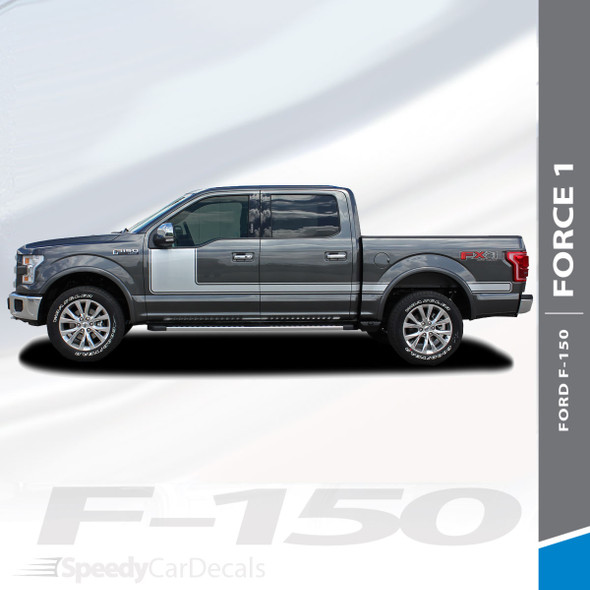 FORCE ONE SOLID : 2009-2014 and 2015-2018 Ford F-150 Hockey Stripe "Appearance Package Style" Vinyl Graphics Decals Kit