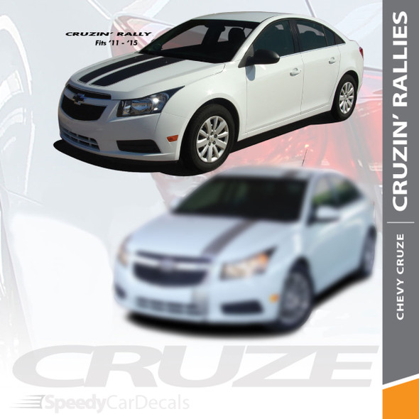 CRUZE RALLY : 2008-2014 Chevy Cruze Cruzin Rally Racing Stripes Hood Trunk Vinyl Graphics Decal Kit