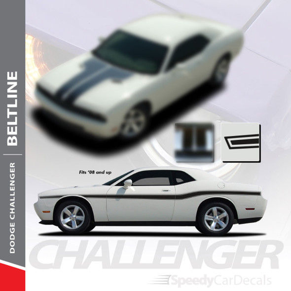 BELTLINE : 2008-2018 2019 2020 2021 Dodge Challenger Mid-Body Line Accent Stripe Vinyl Graphics Kit