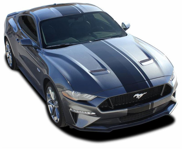 EURO RALLY | 2018 2019 2020 2021 2022 2023 Ford Mustang Center Vinyl Matte Black Stripe Premium Auto Striping