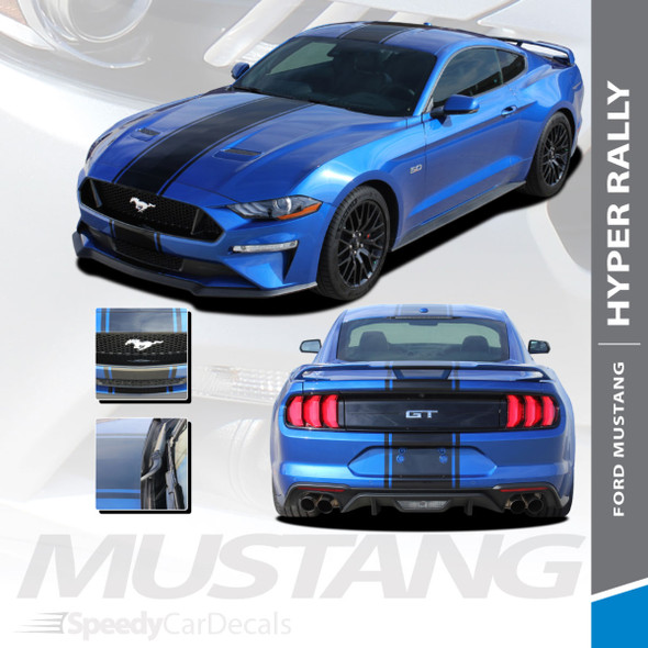 2018 2019 2020 2021 Ford Mustang Racing Stripe Wide Center Decals HYPER RALLY Premium Auto Striping