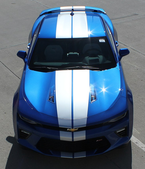 Front view of 2016 2017 2018 Camaro Rally Stripes TURBO RALLY Racing Graphic