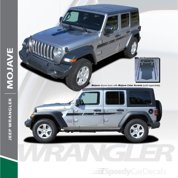 2018-2021 Jeep Wrangler Hood and Side Decals MOJAVE Stripe Kit 3M Premium Auto Striping Vinyl