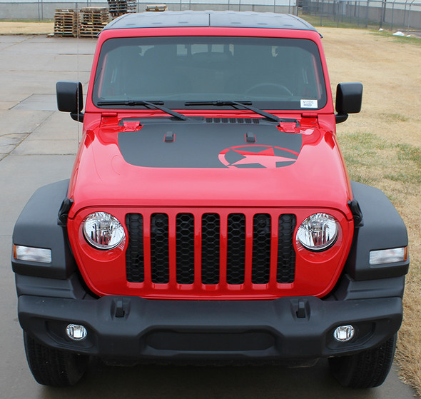 OMEGA HOOD : Jeep Gladiator Hood Decals with Star Vinyl Graphics Stripe Kit for 2020-2021