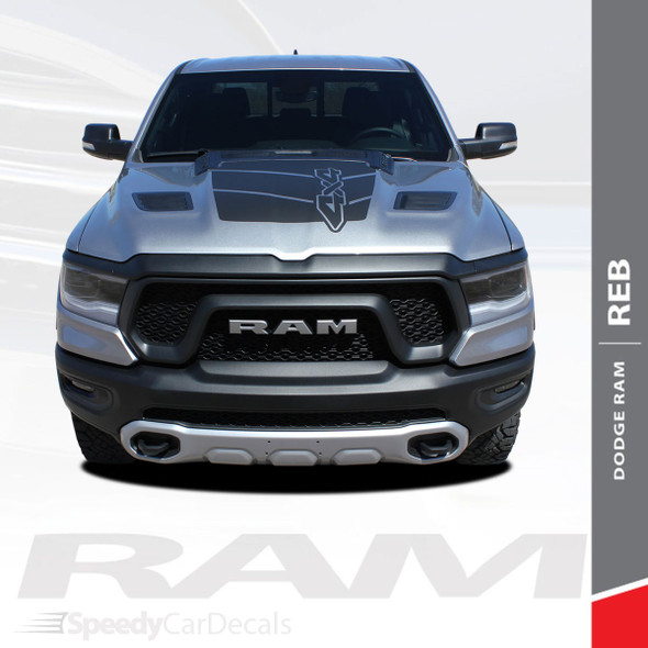 Dodge Ram Rebel 1500 REB HOOD Vinyl Graphics Decals for 2019-2024 Dodge Ram Models (SCD-6943)