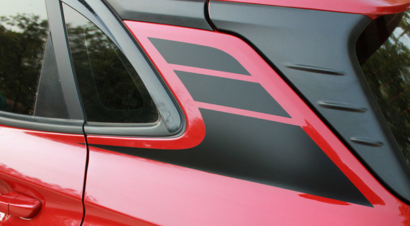 Profile of  red Hyundai Kona Stripes SPIRE KIT 2020-2023