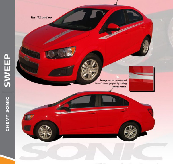 Chevy Sonic SWEEP Hood Graphic Lower Rocker Panel Striping Vinyl Graphics and Decals 2012 2013 2014 2015 2016