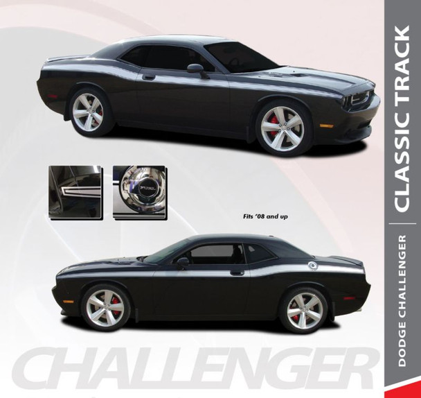 Dodge Challenger CLASSIC TRACK Upper Door Accent Body Line Striping Vinyl Graphic Kit 2011 2012 2013 2014 2015 2016 2017 2018 2019 2020 2021 2022 2023