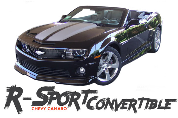 Chevy Camaro R-SPORT CONVERTIBLE Factory Style Rally Hood Racing Stripes Vinyl Graphics Kit for 2011 2012 2013 2014 2015 Models