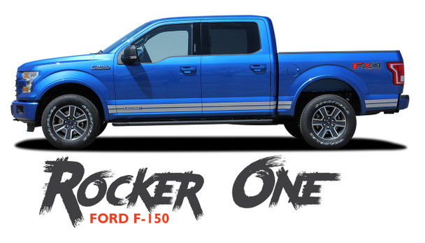 Ford F-150 ROCKER ONE Lower Door Rocker Panel Body Stripes Vinyl Graphic Decals Kit 2015 2016 2017 2018 2019