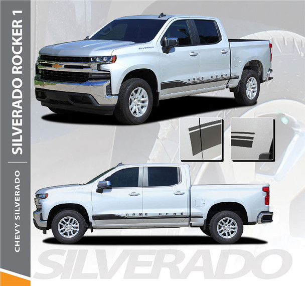 Chevy Silverado Stripes Lower ROCKER ONE Door Decals Rocker Panel Vinyl Graphic Kit fits 2019 2020 2021 2022 2023 2024