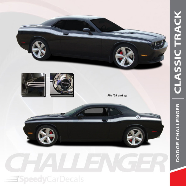 CLASSIC TRACK : 2008-2018 2019 2020 2021 2022 2023 Dodge Challenger Upper Door Accent Vinyl Graphic Striping Decal Kit